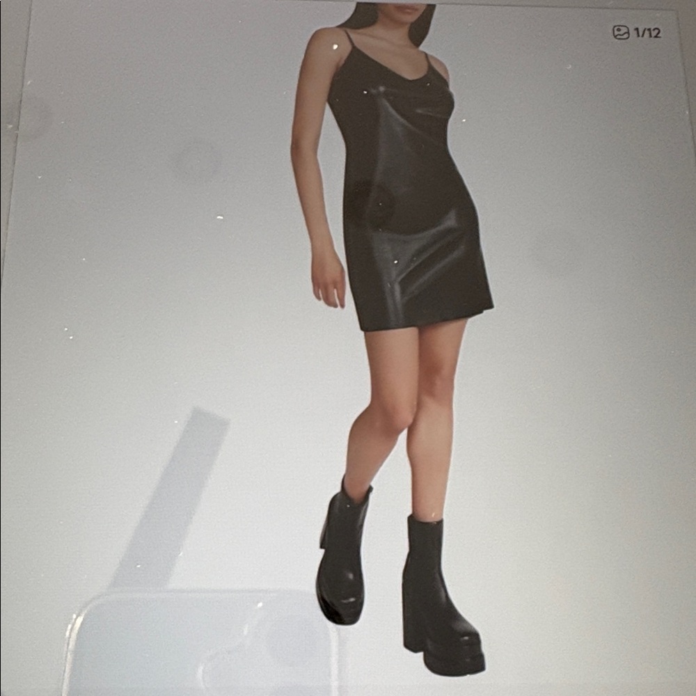 NWT Sleek Black Faux Leather Dress